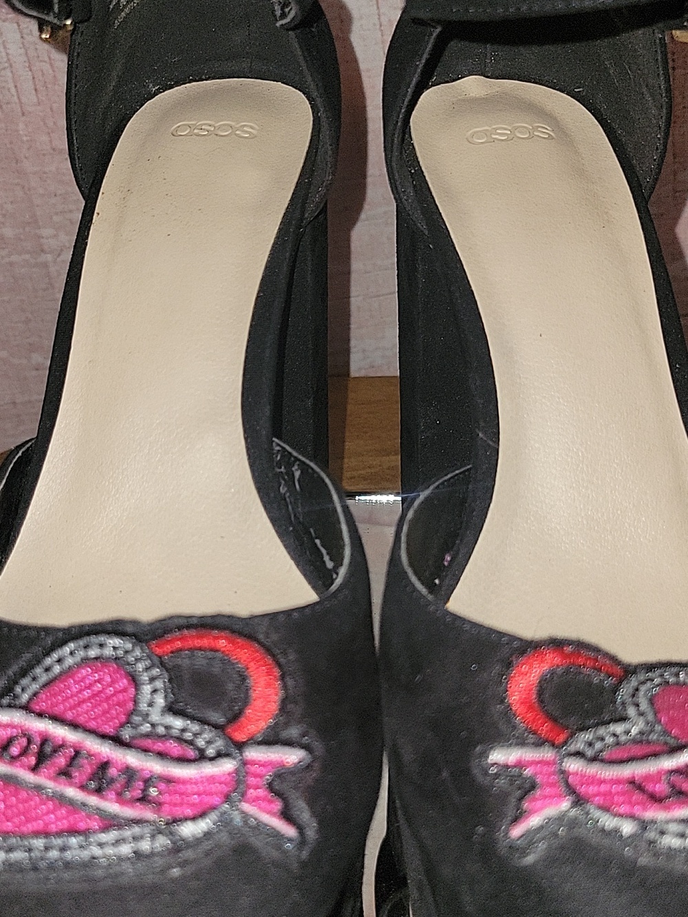 ASOS  Black Patchwork Chunky Platform Heels - Picture 9 of 16